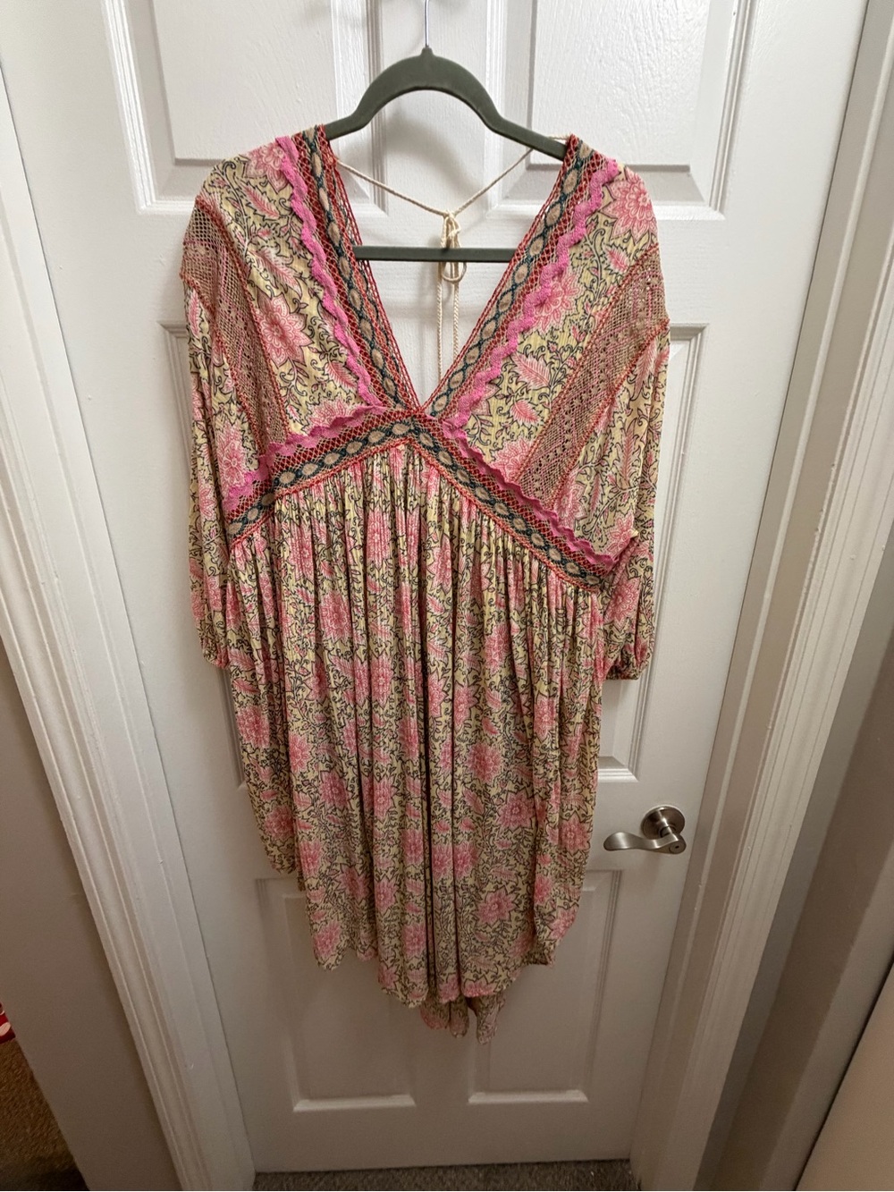 Free People Moon Child Lakeside Boho Mini Dress Tunic Size L - Picture 3 of 8